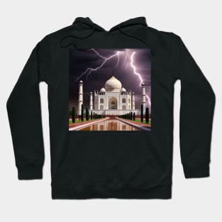 Iconic World Landmarks During A Thunderstorm : Taj Mahal India Hoodie